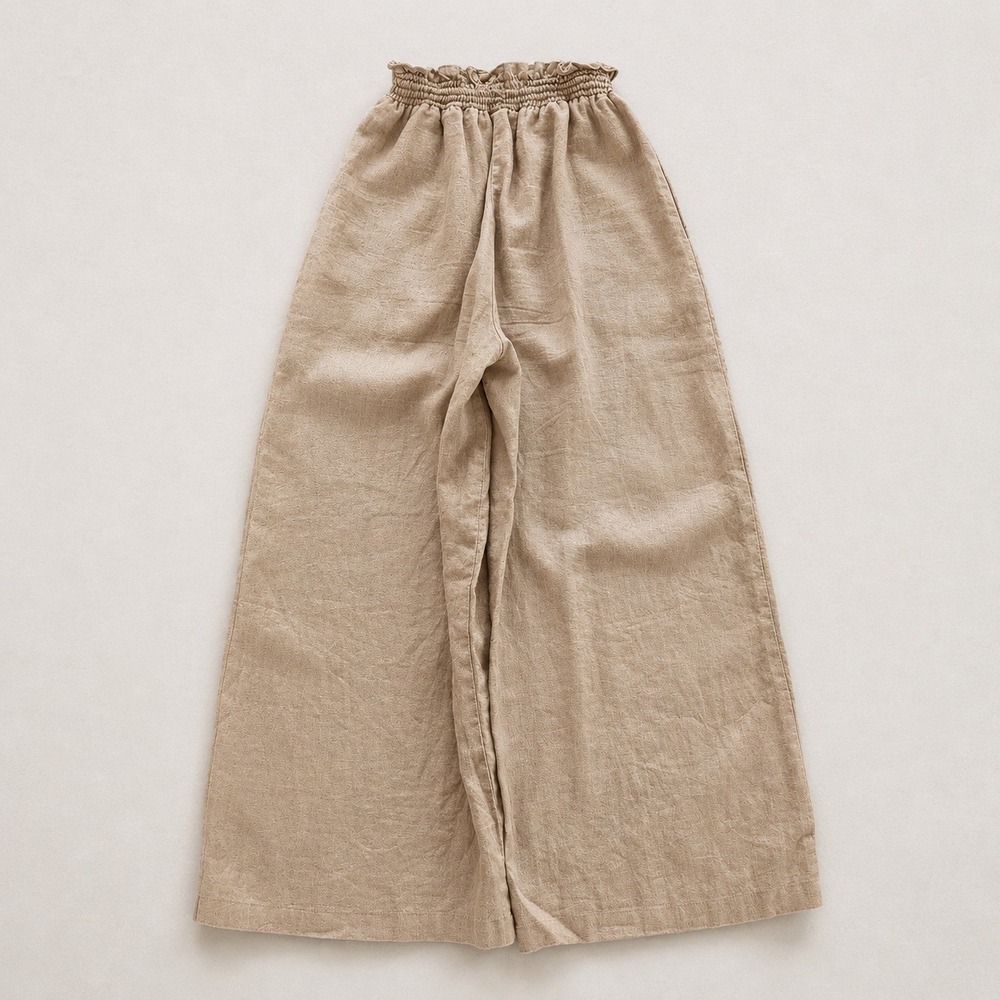 Reformation Calabria Smocked Waist Cropped Linen Wide Leg Pants Sz S - Picture 4 of 7